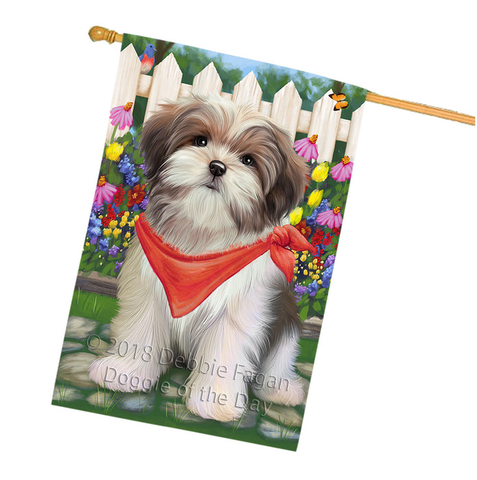 Spring Floral Malti Tzu Dog House Flag FLG49881