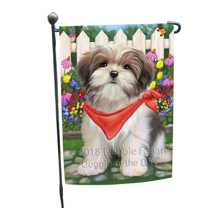 Spring Floral Malti Tzu Dog Garden Flag GFLG49745