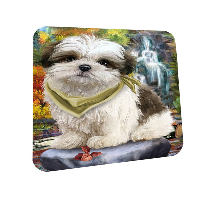 Scenic Waterfall Malti Tzu Dog Coasters Set of 4 CST50139