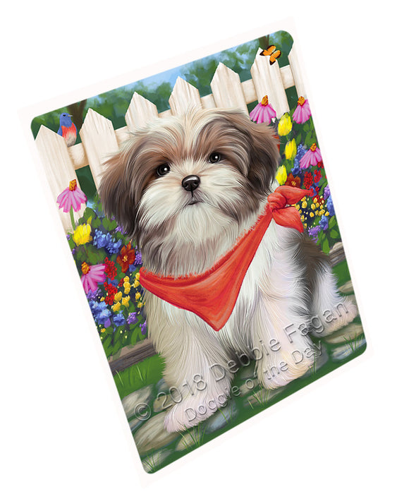 Spring Floral Malti Tzu Dog Tempered Cutting Board C53616
