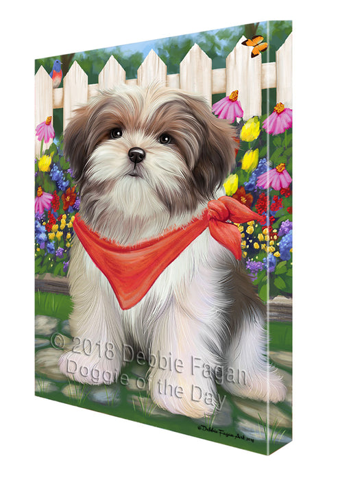 Spring Floral Malti Tzu Dog Canvas Wall Art CVS64996