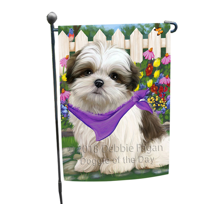 Spring Floral Malti Tzu Dog Garden Flag GFLG49746