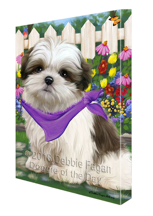 Spring Floral Malti Tzu Dog Canvas Wall Art CVS65005