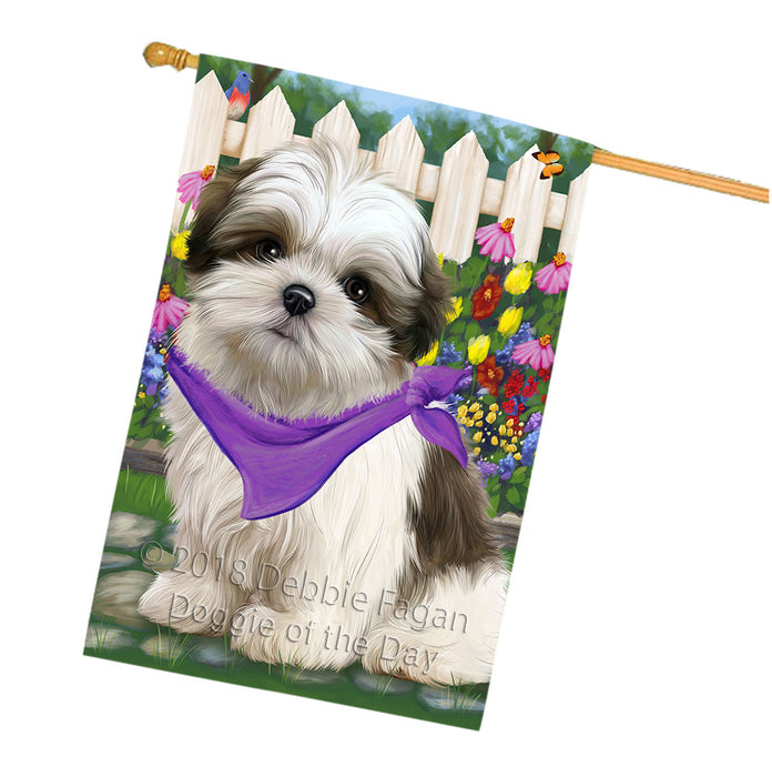 Spring Floral Malti Tzu Dog House Flag FLG49882