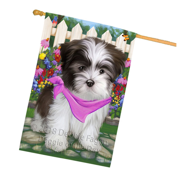 Spring Floral Malti Tzu Dog House Flag FLG49883