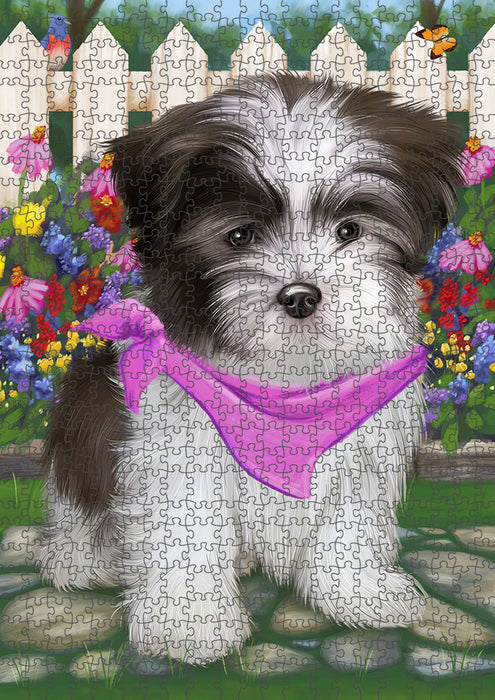 Spring Floral Malti Tzu Dog Puzzle with Photo Tin PUZL53460