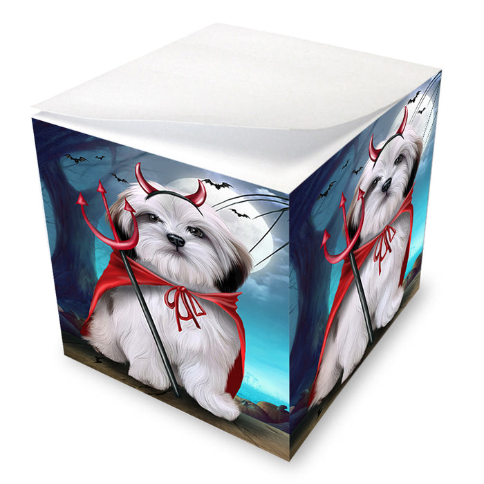 Happy Halloween Trick or Treat Malti Tzu Dog Note Cube NOC56154