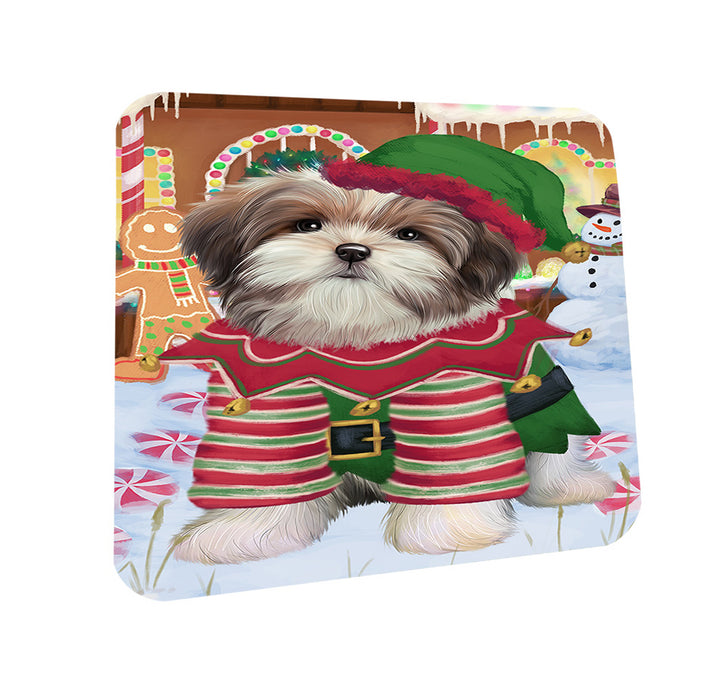 Christmas Gingerbread House Candyfest Malti Tzu Dog Coasters Set of 4 CST56412