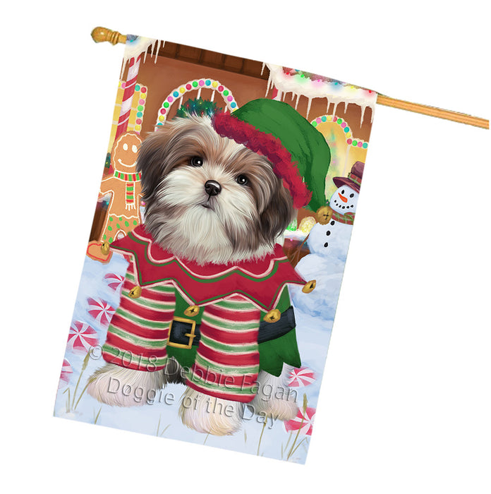 Christmas Gingerbread House Candyfest Malti Tzu Dog House Flag FLG57138