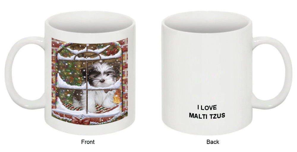 Please Come Home For Christmas Malti Tzu Dog Sitting In Window Coffee Mug MUG49338