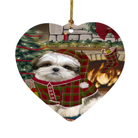 The Stocking was Hung Malti Tzu Dog Heart Christmas Ornament HPOR55720