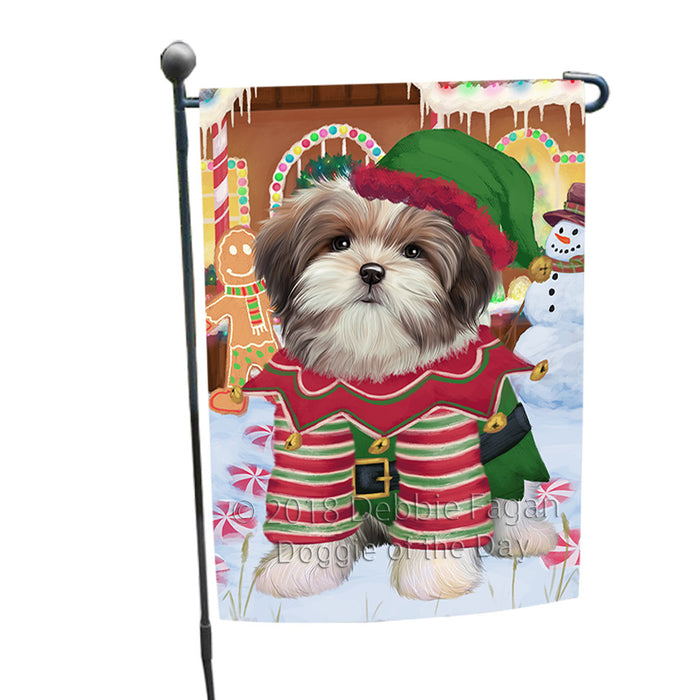 Christmas Gingerbread House Candyfest Malti Tzu Dog Garden Flag GFLG57082