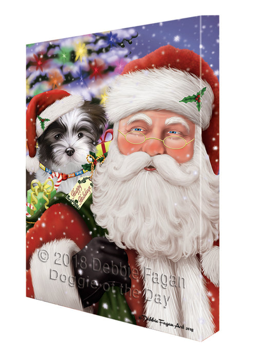 Santa Carrying Malti Tzu Dog and Christmas Presents Canvas Print Wall Art Décor CVS101123
