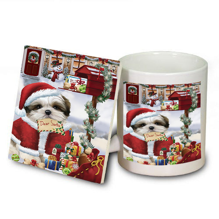 Malti Tzu Dog Dear Santa Letter Christmas Holiday Mailbox Mug and Coaster Set MUC53539