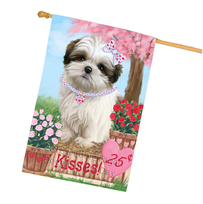Rosie 25 Cent Kisses Malti Tzu Dog House Flag FLG56654