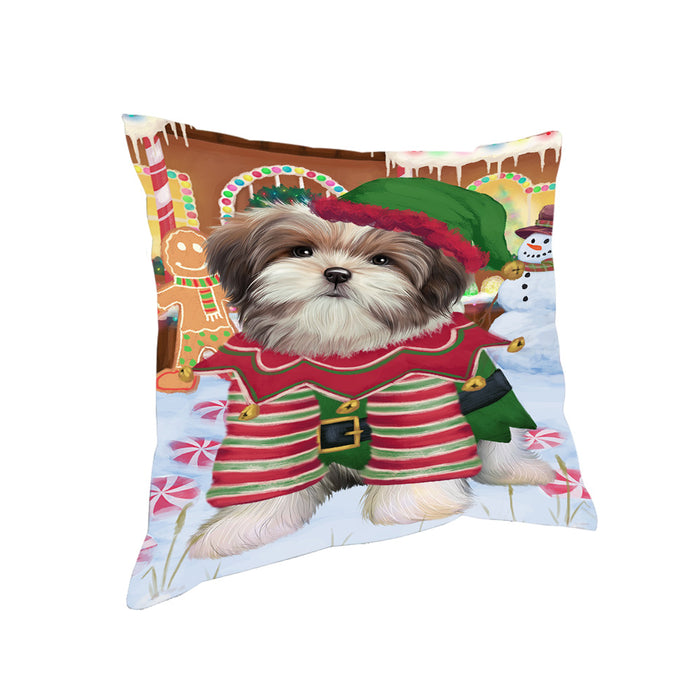 Christmas Gingerbread House Candyfest Malti Tzu Dog Pillow PIL80108