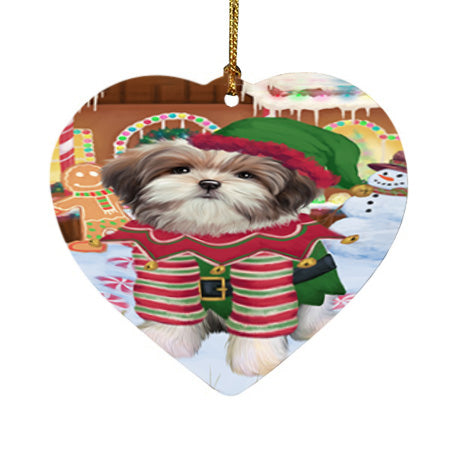 Christmas Gingerbread House Candyfest Malti Tzu Dog Heart Christmas Ornament HPOR56810