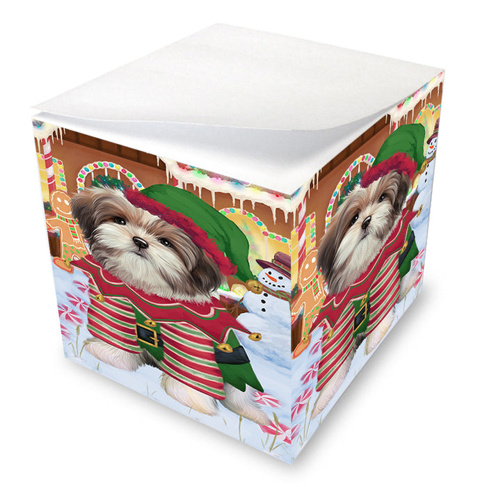 Christmas Gingerbread House Candyfest Malti Tzu Dog Note Cube NOC54526
