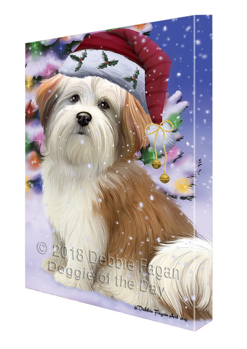 Winterland Wonderland Malti Tzu Dog In Christmas Holiday Scenic Background Canvas Print Wall Art Décor CVS101780