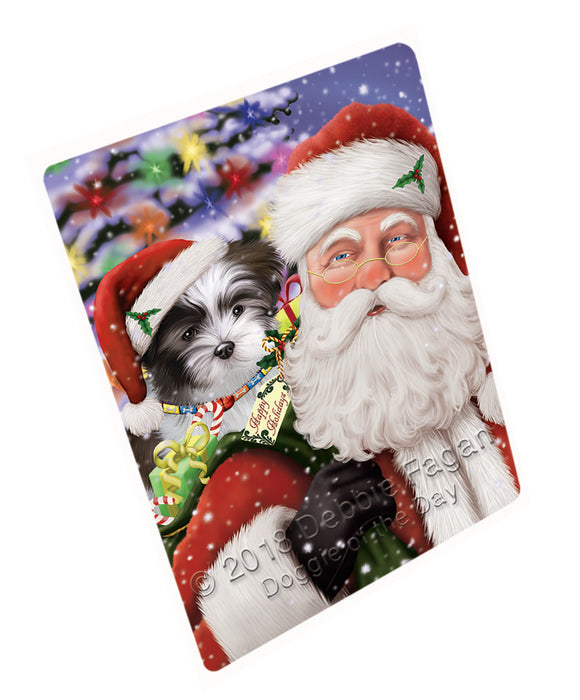 Santa Carrying Malti Tzu Dog and Christmas Presents Blanket BLNKT100614