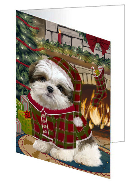 The Stocking was Hung Afghan Hound Dog Handmade Artwork Assorted Pets Greeting Cards and Note Cards with Envelopes for All Occasions and Holiday Seasons GCD69956