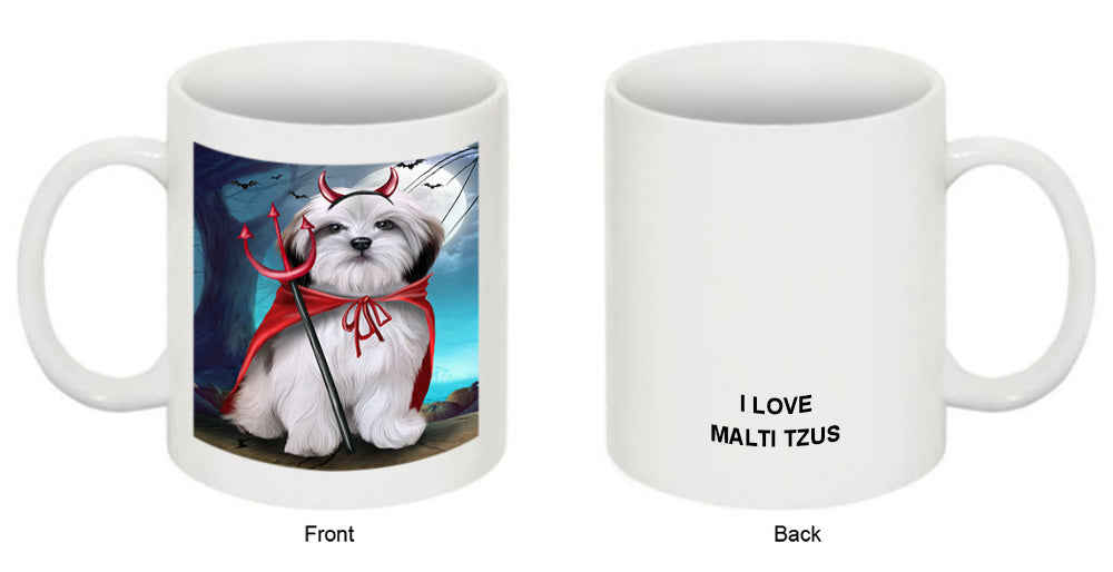 Happy Halloween Trick or Treat Malti Tzu Dog Coffee Mug MUG49906