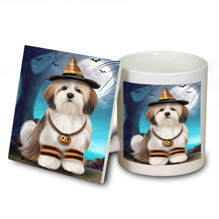 Happy Halloween Trick or Treat Malti Tzu Dog Mug and Coaster Set MUC54501