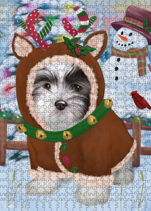 Christmas Gingerbread House Candyfest Malti Tzu Dog Puzzle with Photo Tin PUZL94020