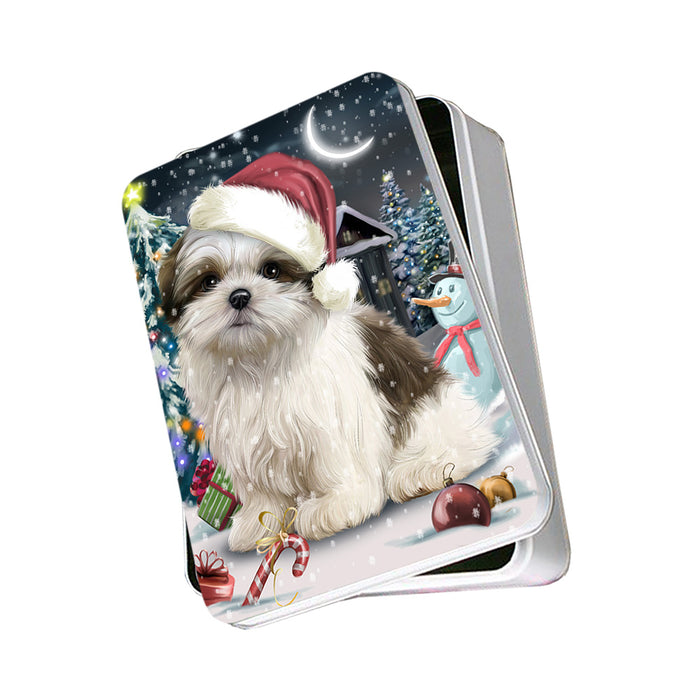 Have a Holly Jolly Malti Tzu Dog Christmas Photo Storage Tin PITN51669