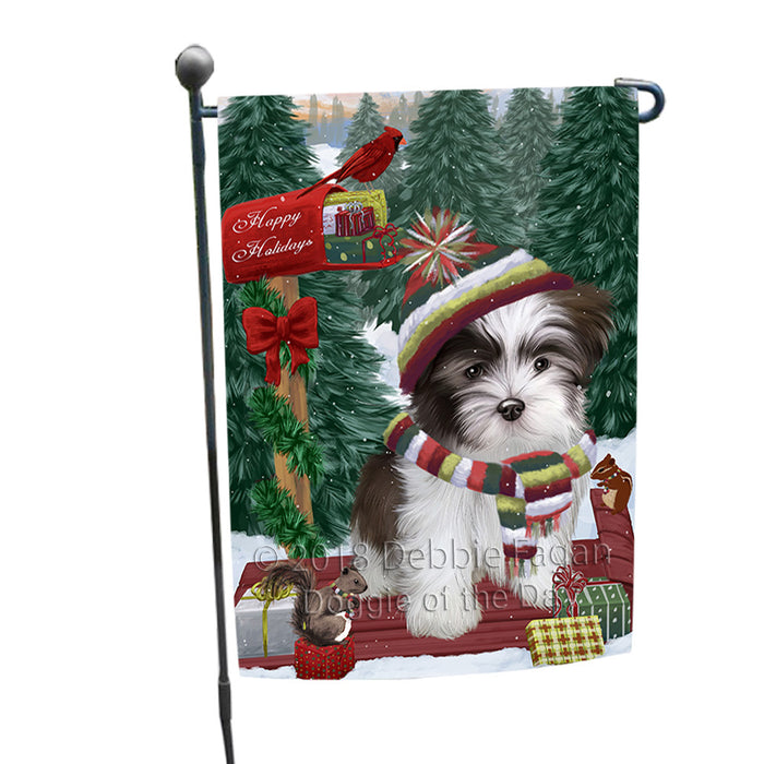 Merry Christmas Woodland Sled Malti Tzu Dog Garden Flag GFLG55268