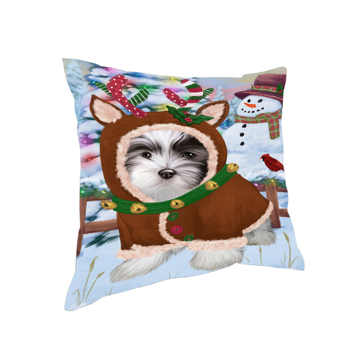 Christmas Gingerbread House Candyfest Malti Tzu Dog Pillow PIL80112