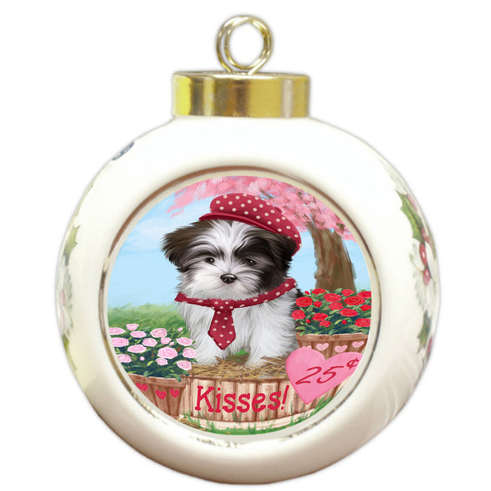 Rosie 25 Cent Kisses Malti Tzu Dog Round Ball Christmas Ornament RBPOR56327