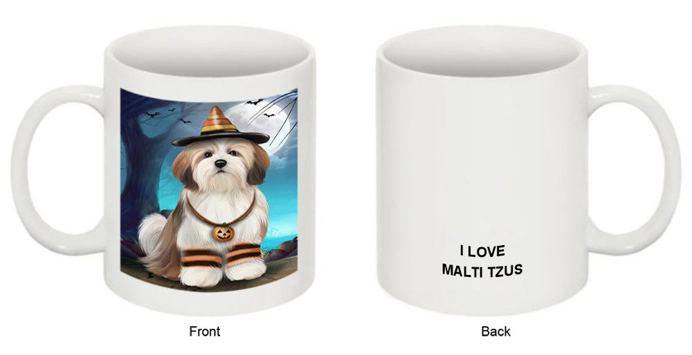 Happy Halloween Trick or Treat Malti Tzu Dog Coffee Mug MUG49907