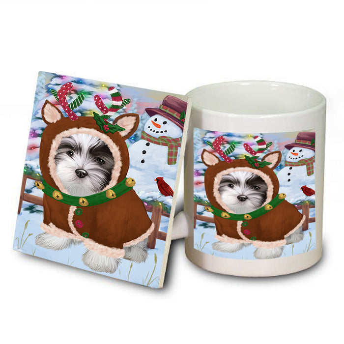 Christmas Gingerbread House Candyfest Malti Tzu Dog Mug and Coaster Set MUC56447