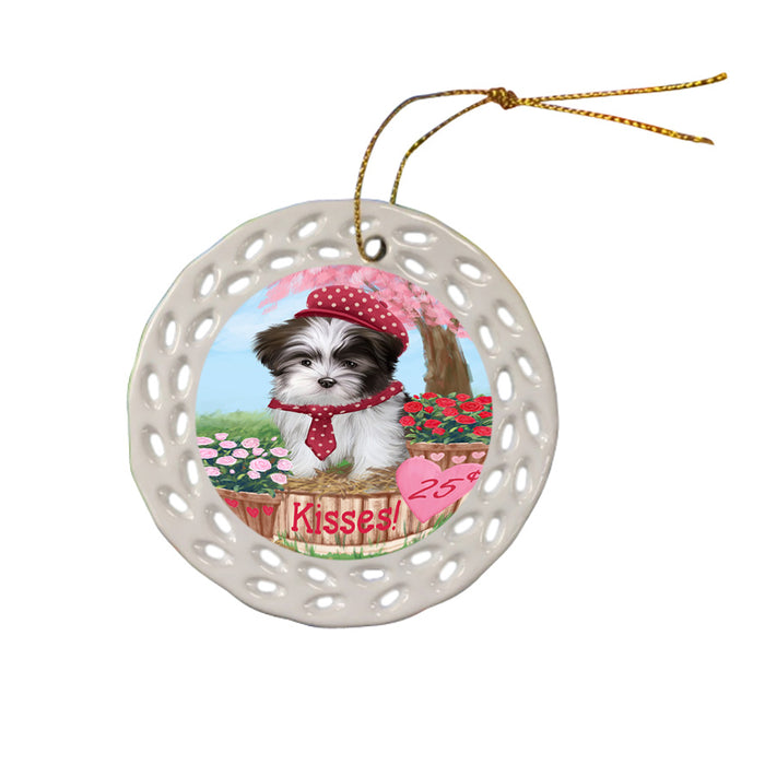 Rosie 25 Cent Kisses Malti Tzu Dog Ceramic Doily Ornament DPOR56327