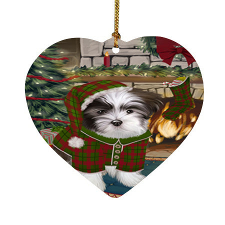 The Stocking was Hung Malti Tzu Dog Heart Christmas Ornament HPOR55721