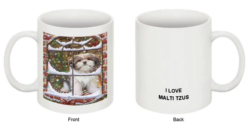 Please Come Home For Christmas Malti Tzu Dog Sitting In Window Coffee Mug MUG49339