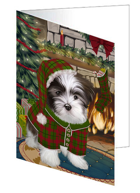 The Stocking was Hung Afghan Hound Dog Handmade Artwork Assorted Pets Greeting Cards and Note Cards with Envelopes for All Occasions and Holiday Seasons GCD69953