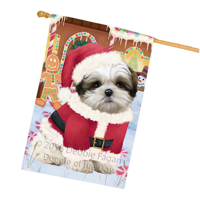 Christmas Gingerbread House Candyfest Malti Tzu Dog House Flag FLG57140