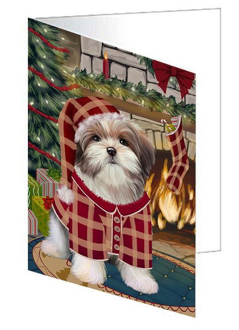 The Stocking was Hung Afghan Hound Dog Handmade Artwork Assorted Pets Greeting Cards and Note Cards with Envelopes for All Occasions and Holiday Seasons GCD69950