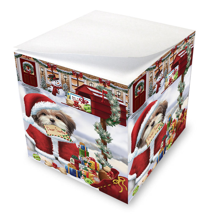 Malti Tzu Dog Dear Santa Letter Christmas Holiday Mailbox Note Cube NOC55195