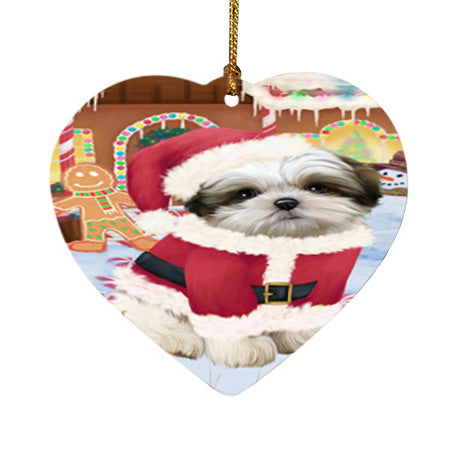Christmas Gingerbread House Candyfest Malti Tzu Dog Heart Christmas Ornament HPOR56812