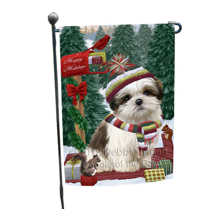 Merry Christmas Woodland Sled Malti Tzu Dog Garden Flag GFLG55269