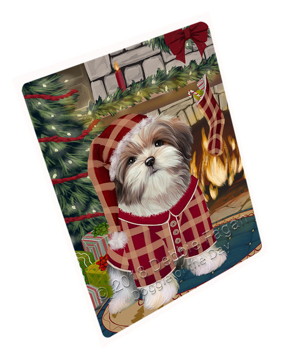 The Stocking was Hung Malti Tzu Dog Magnet MAG71235 (Small 5.5" x 4.25")