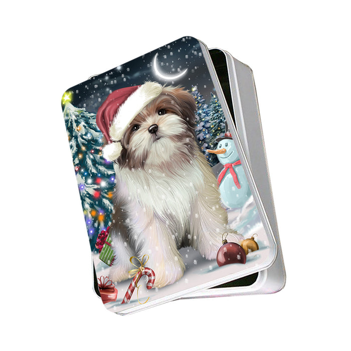 Have a Holly Jolly Malti Tzu Dog Christmas Photo Storage Tin PITN51670