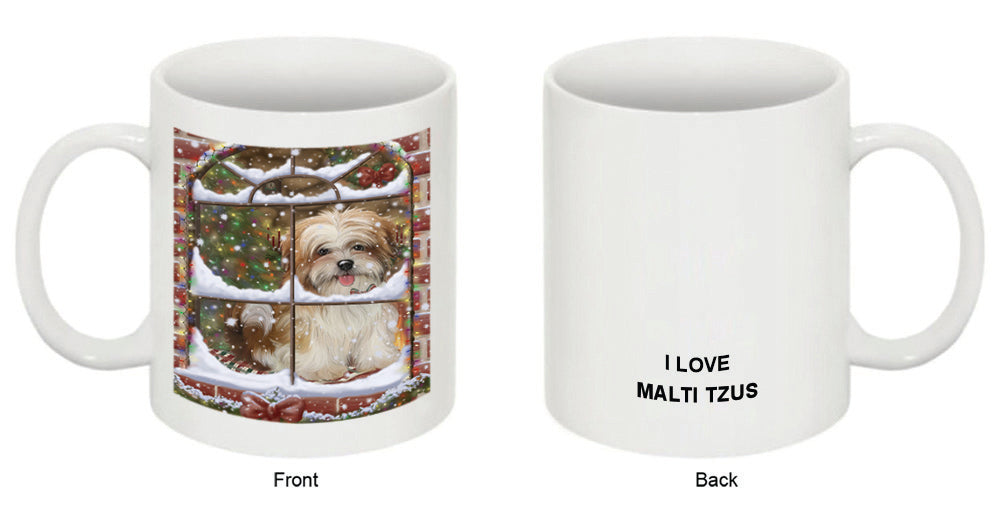 Please Come Home For Christmas Malti Tzu Dog Sitting In Window Coffee Mug MUG49340