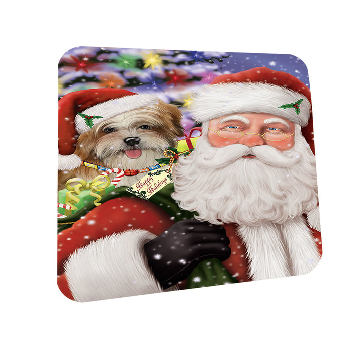Santa Carrying Malti Tzu Dog and Christmas Presents Coasters Set of 4 CST53657