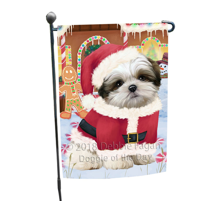 Christmas Gingerbread House Candyfest Malti Tzu Dog Garden Flag GFLG57084
