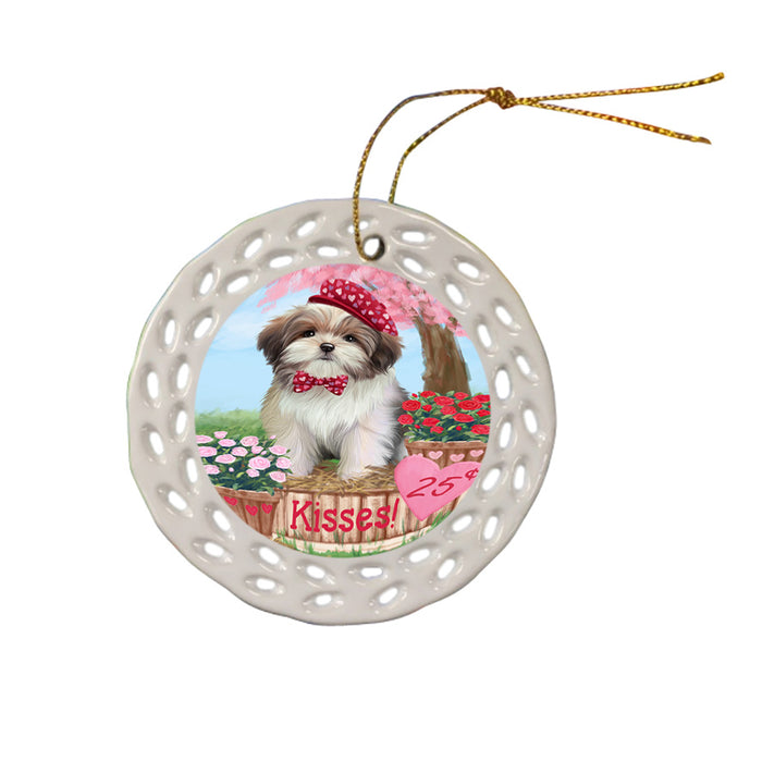 Rosie 25 Cent Kisses Malti Tzu Dog Ceramic Doily Ornament DPOR56328