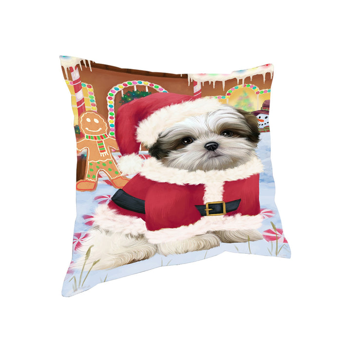 Christmas Gingerbread House Candyfest Malti Tzu Dog Pillow PIL80116